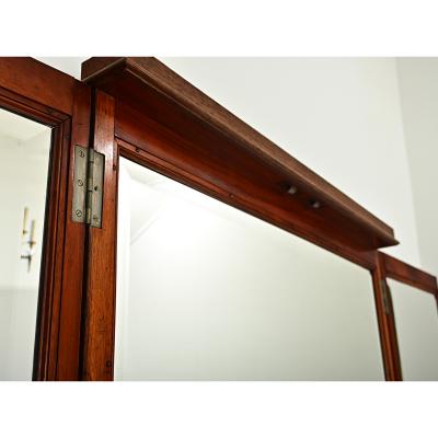 French 19th Century Oak Trifold Wall Mirror