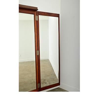 French 19th Century Oak Trifold Wall Mirror