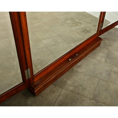 French 19th Century Oak Trifold Wall Mirror