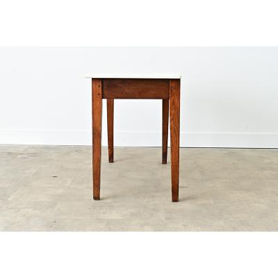 French 19th Century Oak White Marble Console