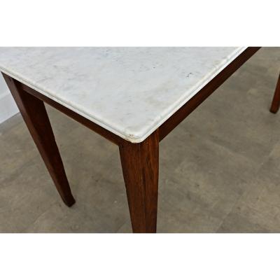 French 19th Century Oak White Marble Console