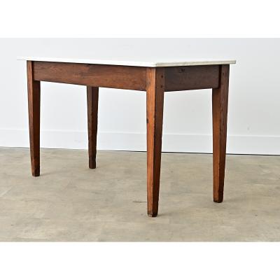French 19th Century Oak White Marble Console