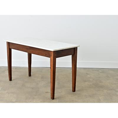 French 19th Century Oak White Marble Console