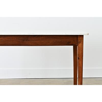 French 19th Century Oak White Marble Console