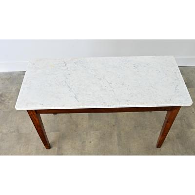 French 19th Century Oak White Marble Console