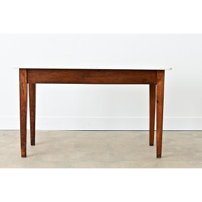 French 19th Century Oak White Marble Console