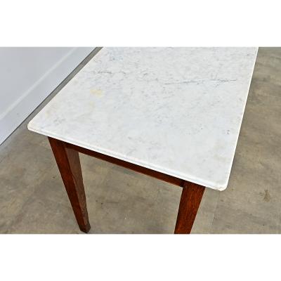 French 19th Century Oak White Marble Console