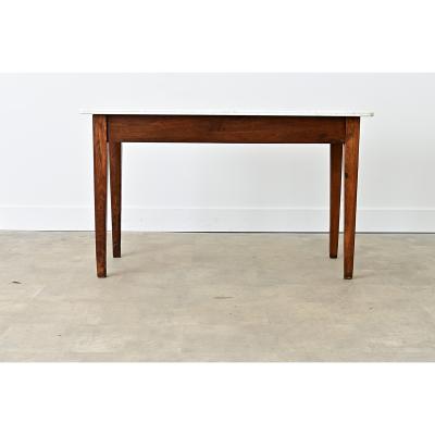 French 19th Century Oak White Marble Console