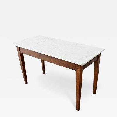 French 19th Century Oak White Marble Console
