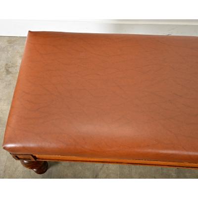 French 19th Century Oak and Upholstered Bench