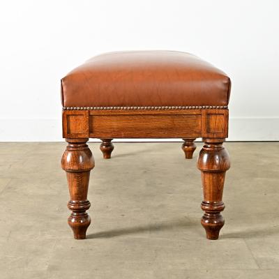 French 19th Century Oak and Upholstered Bench