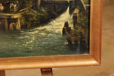 French 19th Century Oil Landscape Painting Depicting a Country Life Scene