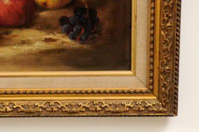 French 19th Century Oil on Canvas Framed Still Life Painting Depicting Fruits