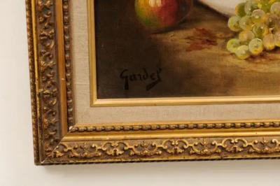 French 19th Century Oil on Canvas Framed Still Life Painting Depicting Fruits