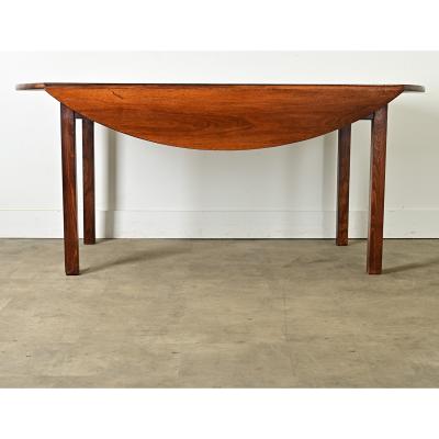 French 19th Century Oval Walnut Drop Leaf Dining Table