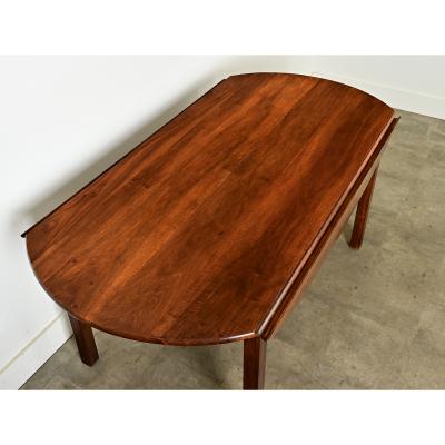 French 19th Century Oval Walnut Drop Leaf Dining Table