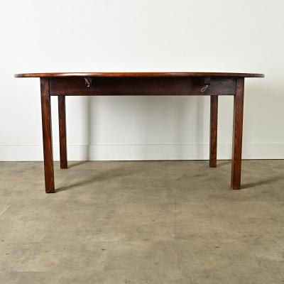 French 19th Century Oval Walnut Drop Leaf Dining Table