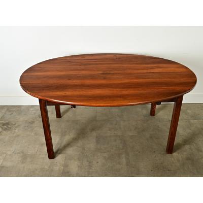 French 19th Century Oval Walnut Drop Leaf Dining Table