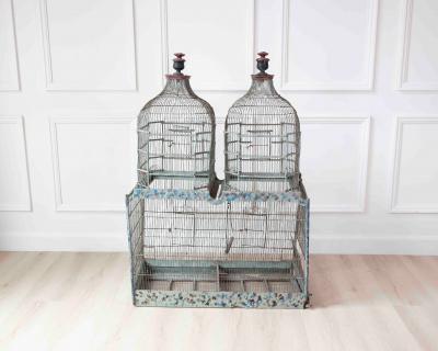 French 19th Century Painted Architectural Birdcage