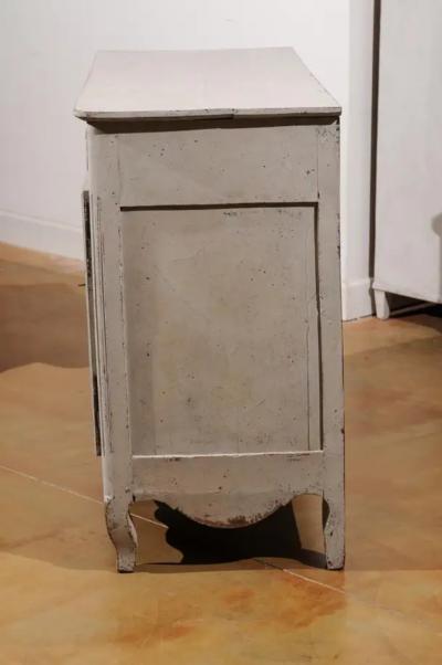 French 19th Century Painted Buffet with Drawers Doors and Distressed Finish