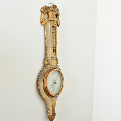 French 19th Century Painted Gilt Barometer
