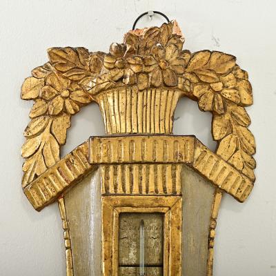 French 19th Century Painted Gilt Barometer