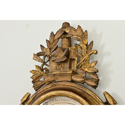 French 19th Century Painted Gilt Barometer