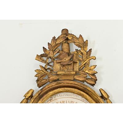 French 19th Century Painted Gilt Barometer