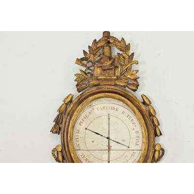 French 19th Century Painted Gilt Barometer