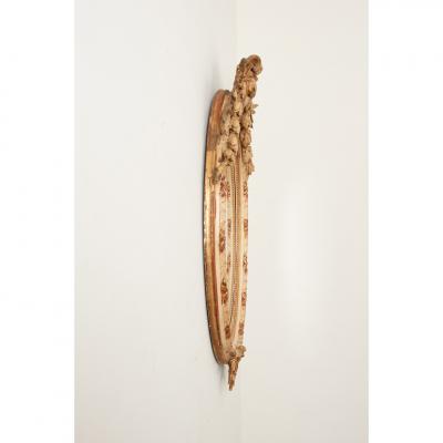 French 19th Century Painted Gilt Oval Mirror