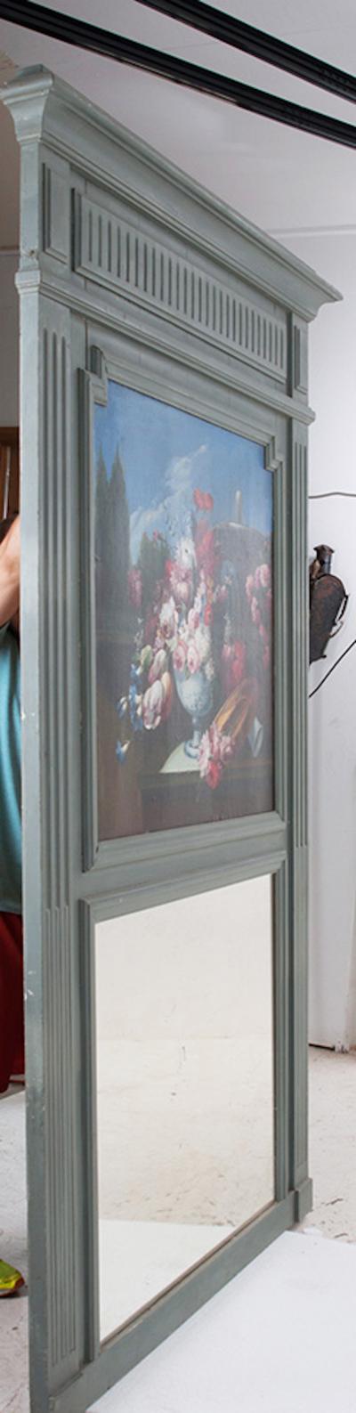 French 19th Century Painted Trumeau Mirror