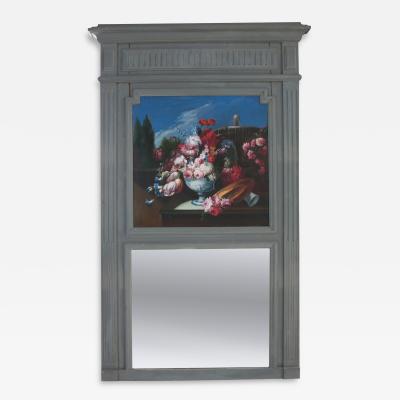French 19th Century Painted Trumeau Mirror