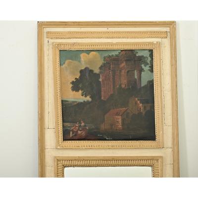 French 19th Century Painted Trumeau Mirror