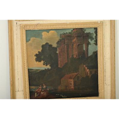 French 19th Century Painted Trumeau Mirror