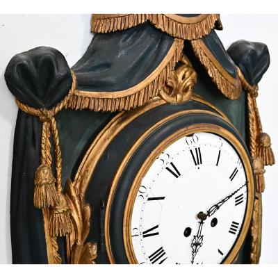 French 19th Century Painted and Parcel Gilt Cartel Wall Clock