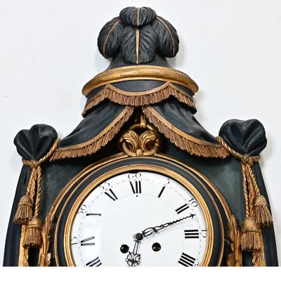French 19th Century Painted and Parcel Gilt Cartel Wall Clock