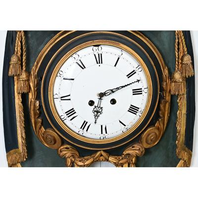 French 19th Century Painted and Parcel Gilt Cartel Wall Clock