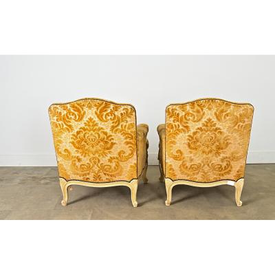 French 19th Century Pair of Louis XV Style Bergeres