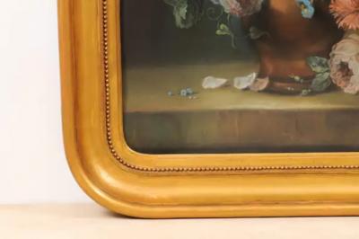 French 19th Century Paste Painting with Bouquet of Flowers in Giltwood Frame