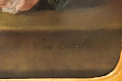 French 19th Century Paste Painting with Bouquet of Flowers in Giltwood Frame