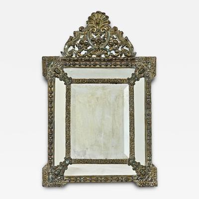 French 19th Century Petite Brass Cushion Mirror