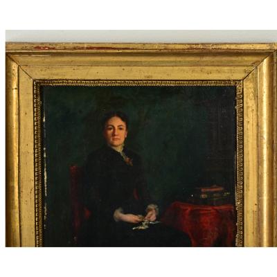 French 19th Century Portrait by Nils Forsberg in Gilded Frame