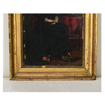 French 19th Century Portrait by Nils Forsberg in Gilded Frame