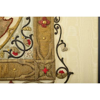 French 19th Century Raised Embroidery of Madonna Child