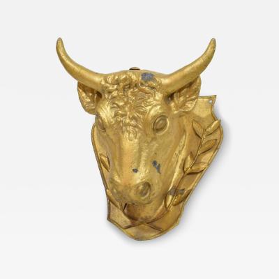 French 19th Century Rare Gilded Zinc Bulls Head Butchers Sign