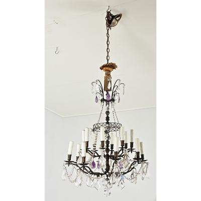 French 19th Century Rock Crystal and Amethyst Chandelier
