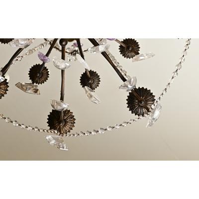 French 19th Century Rock Crystal and Amethyst Chandelier