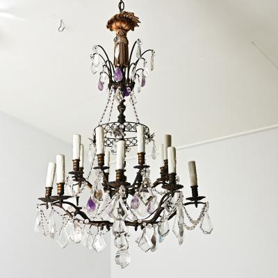 French 19th Century Rock Crystal and Amethyst Chandelier