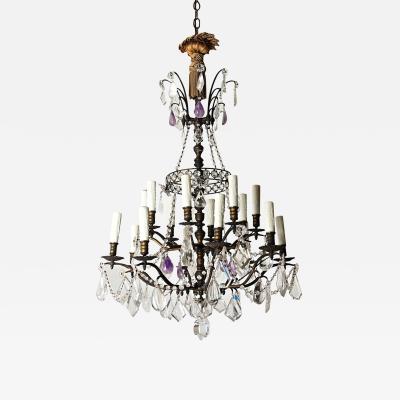French 19th Century Rock Crystal and Amethyst Chandelier