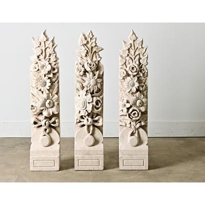 French 19th Century Set of 3 Hand carved Marble Corbels